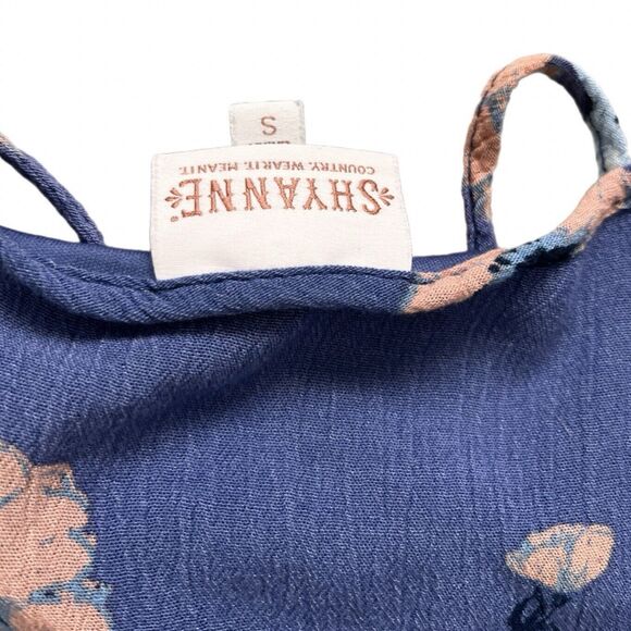 Shyanne Dress Women's Small Blue Floral Long Sleeve Western Belle Tassel Ties - Picture 9 of 12